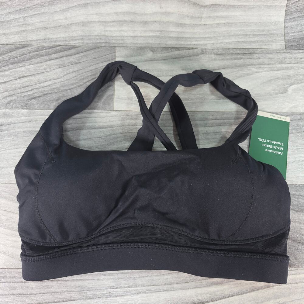 Halara Black Twisted Back Mesh Longline Sports Bra Size Small NWT Padded Yoga